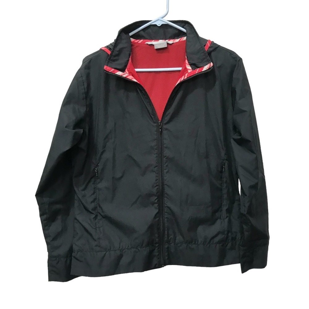 NIKE Navy Blue Hooded Windbreaker Jacket ladies size M 8/10 w/ Hood